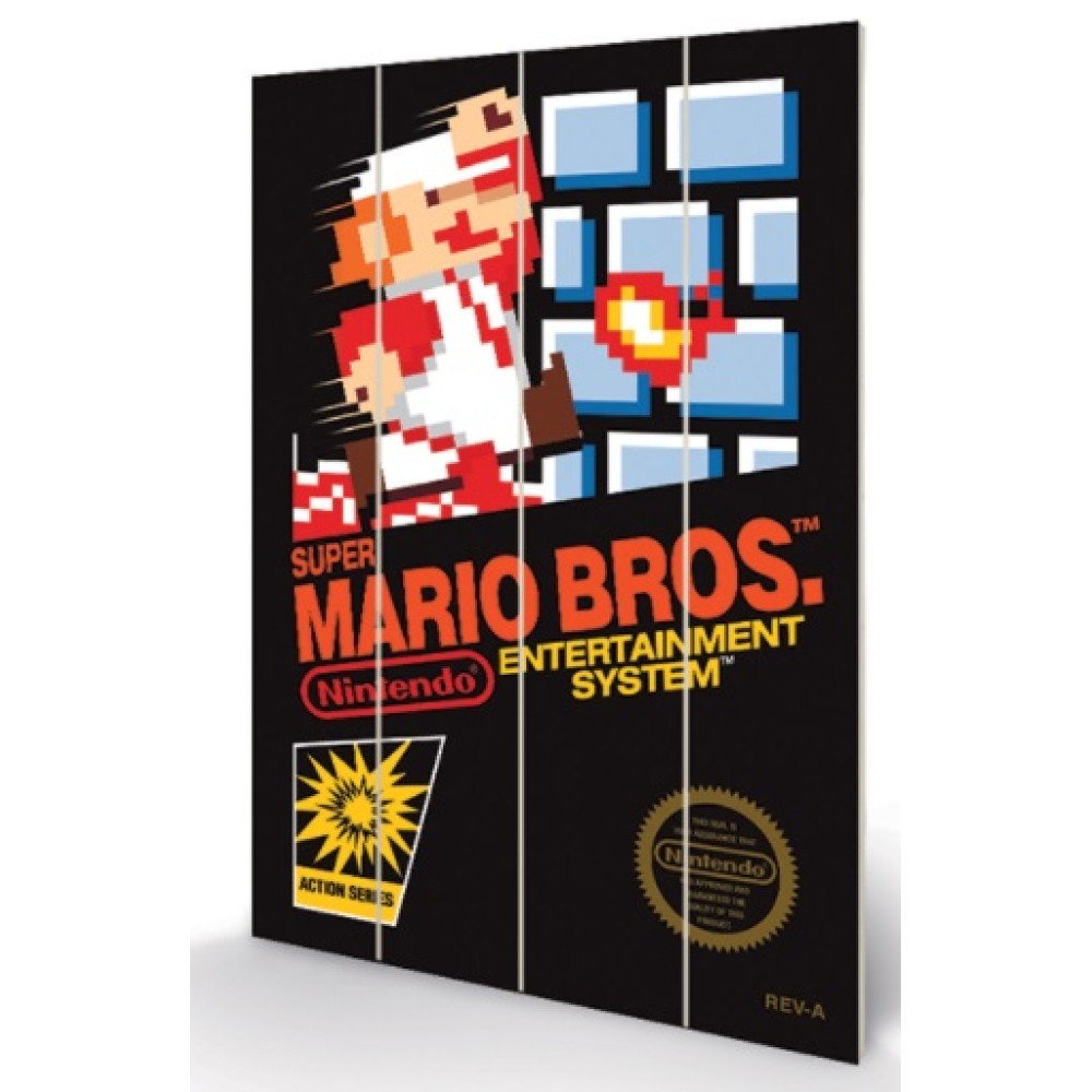 NINTENDO - PRINTING ON WOOD 40X59 - SUPER MARIO BROS NES COVER